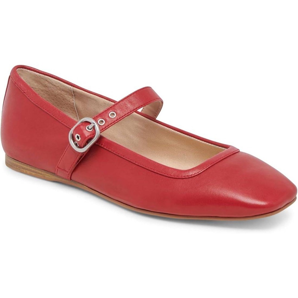 Dolce Vita Women's Rodni Mary Jane Square Toe Trendy Ballet Flats Shoes Red Sz 8